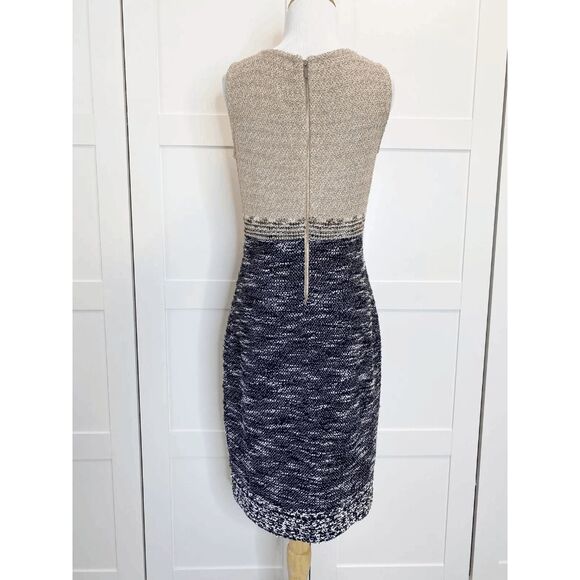 St John Couture Boucle Knit Sleeveless Dress Brown Black 4 Color Block - Picture 3 of 6